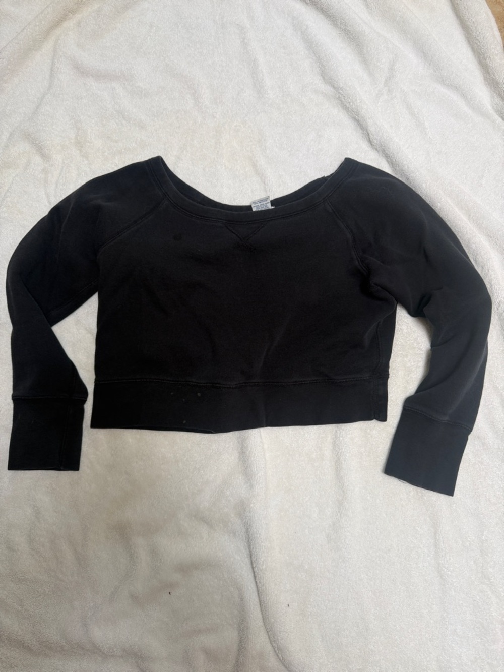 Old Navy Black Cropped Sweatshirt - Wide Neck Pullover